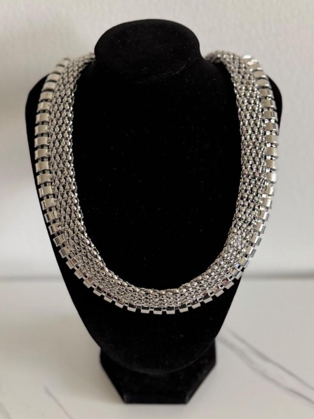 Silver Multi-Row Statement Necklace